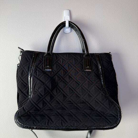 Vera Bradley Black Trimmed Trapeze Satchel Tote Quilted Shoulder Bag Purse - Picture 9 of 10